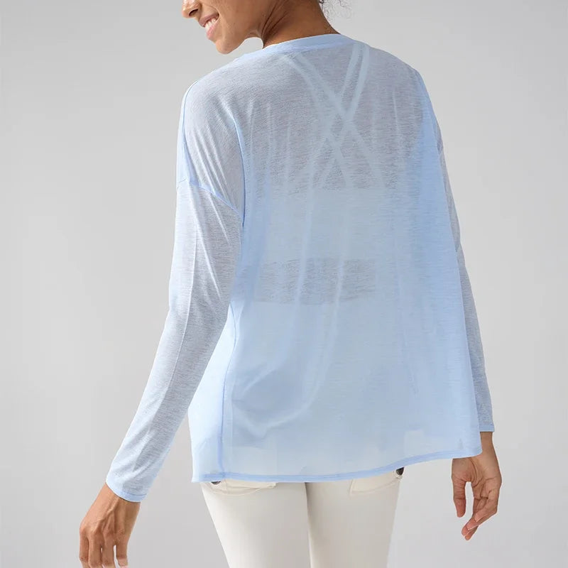 Gym Sports Tops Workout T-shirts Women Yoga Clothing Running Loose Slim Quick Dry Training Long Sleeve Blouse Fitness Tops👚