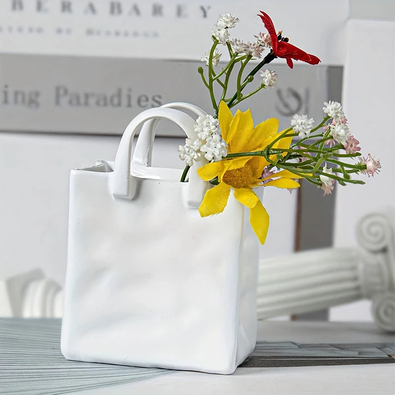 Handbag Shape Vase Modern Decorative White Vase