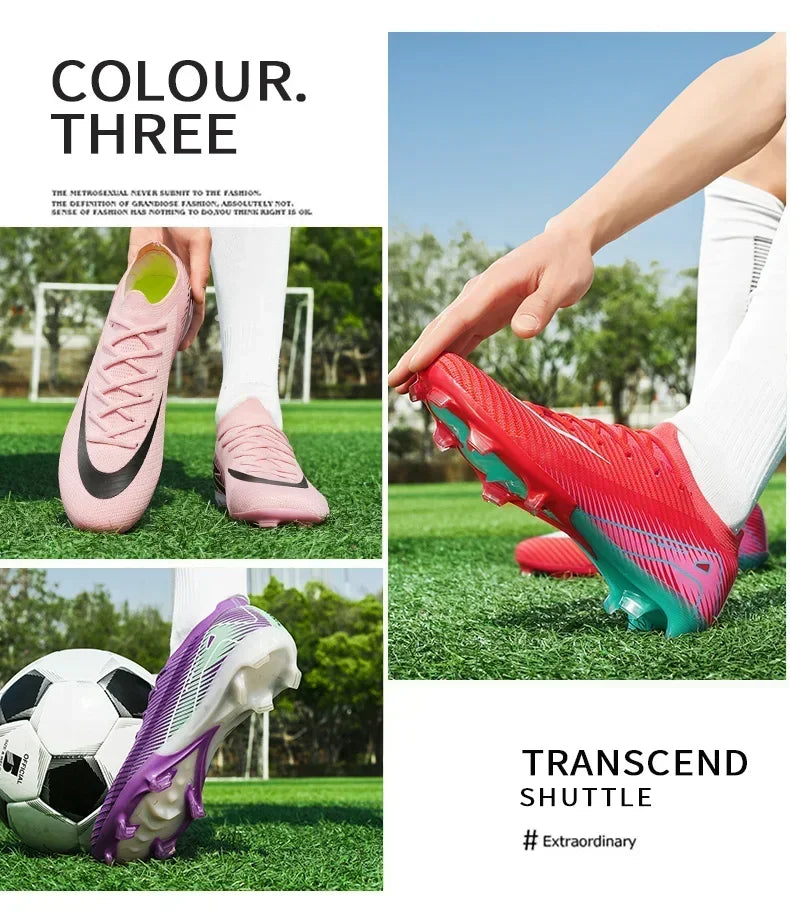 New Men Outdoor Football Boots Soccer Shoes Cleats Match Training TF/FG Grass Ankle Long Spikes Sport Hot-selling High-quality