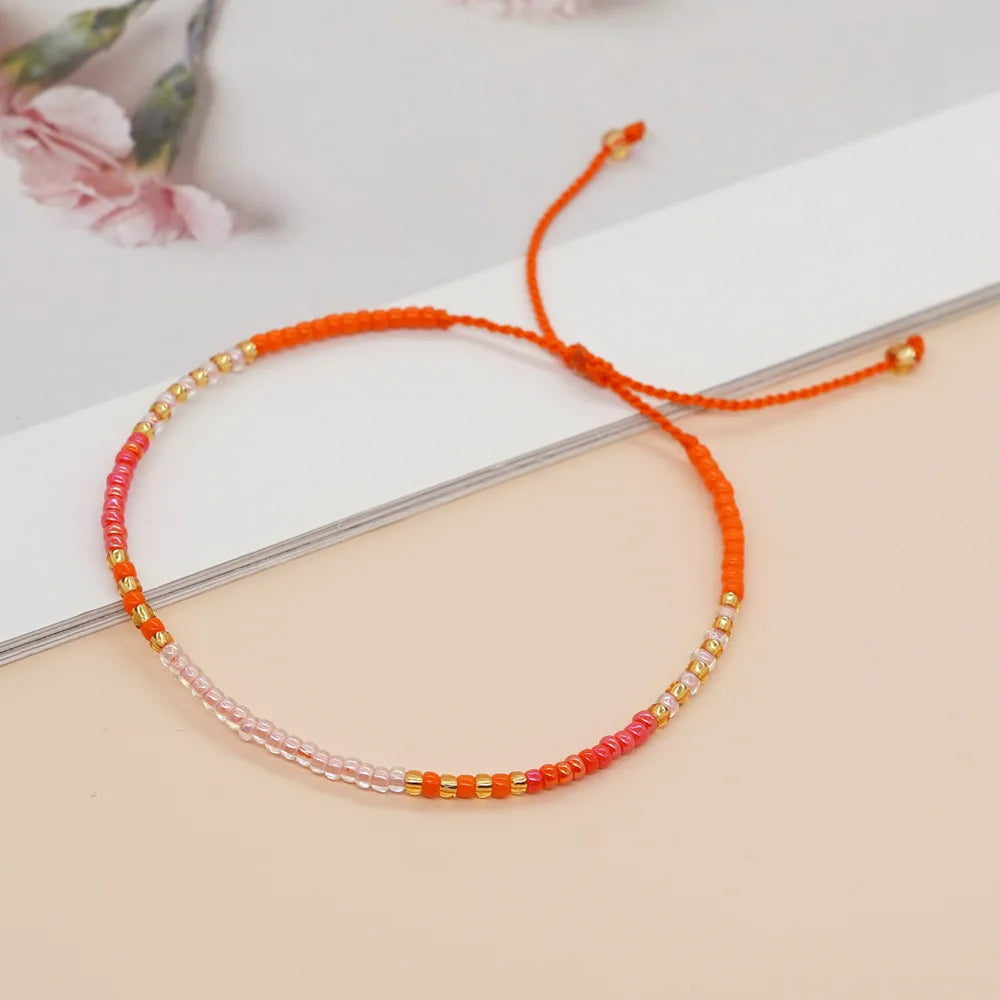 Go2boho Bohemian Glass Bead Bracelets For Women Tiny Seed Beaded Minimalist Handmade Adjustable Lucky Jewelry Christmas Gifts