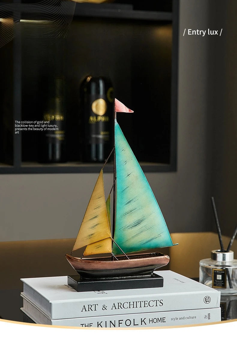 Creative Sailboat Model Ornament, Luxury Decor for Living Room TV Cabinet Bar Office Desk Decoration Home Decoration Accessories