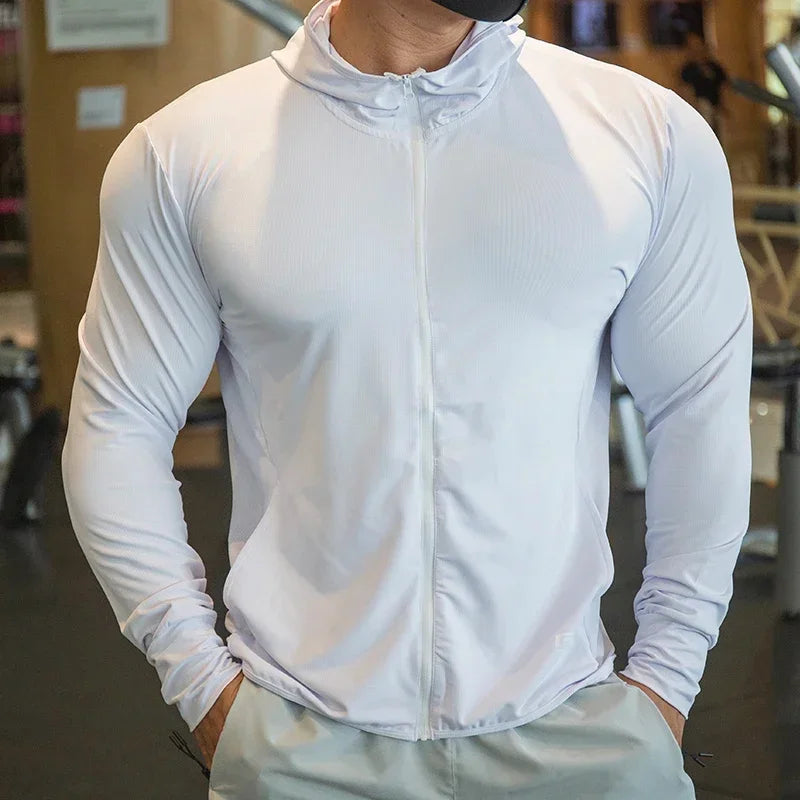 Mens Fitness Tracksuit Running Sport Hoodie Gym Joggers Hooded Outdoor Workout Shirts Tops Clothing Muscle Training Sweatshirt