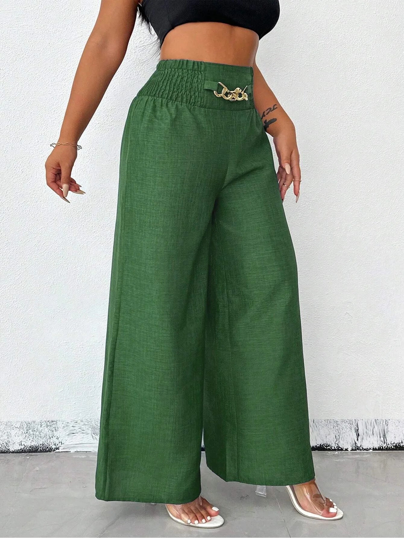 Elegant Solid Wide Leg Pants Fashion