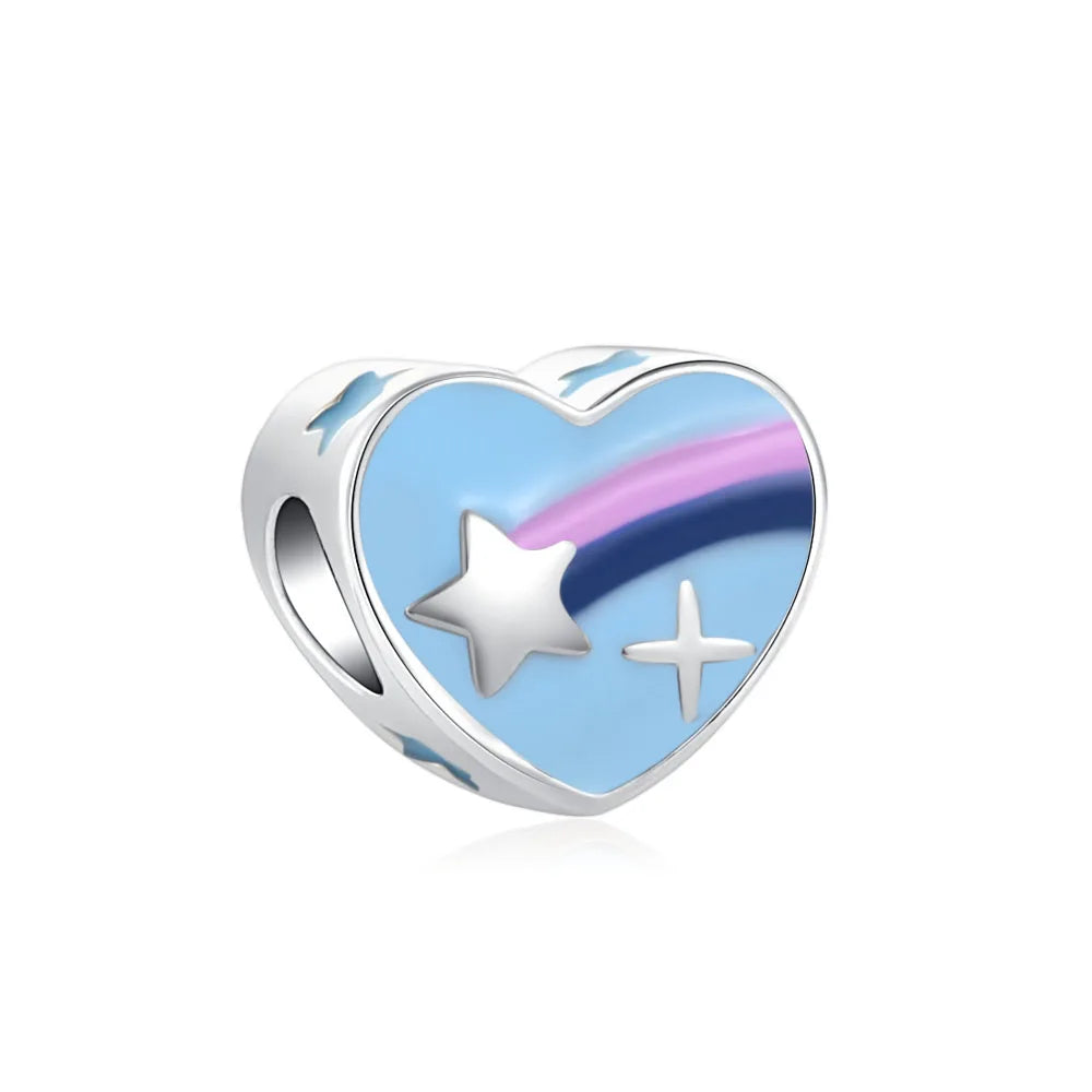 925 Sterling Silver House Star Moon Colorful Heart Pendans Beads Diy Fit Original Pendant Charm Bracelet Necklace Women Jewelry