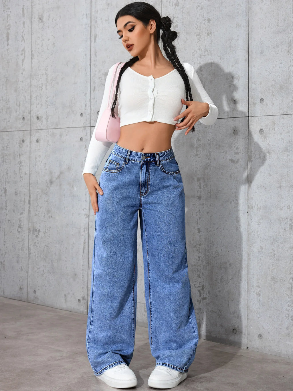 Wide-Leg Jeans High-Waist Plus-Size Jeans