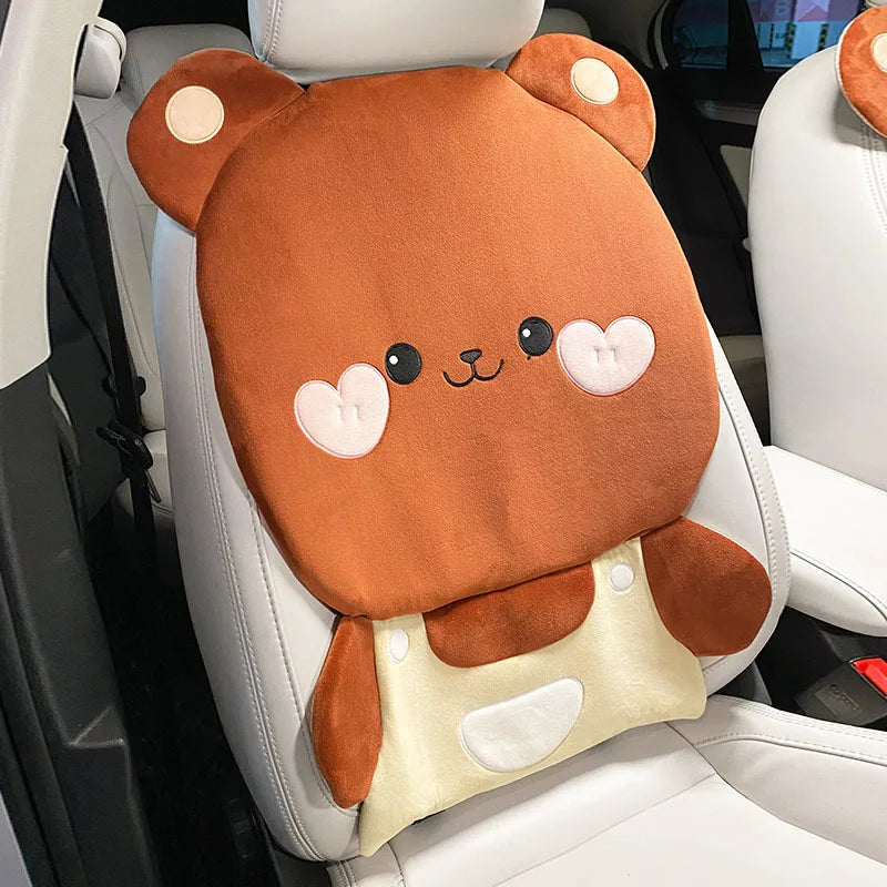 Cute Cartoon Animal Car Seat Covers Cushion Breathable Ice Silk Universal For Women Ladies Gifts Auto Interior Decor Accessories