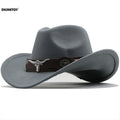 Fashion Cowboy Hats Wide Brim Cowboy Cowgirl Panama Hat with Retro Belt for Dress-Up Parties Costume