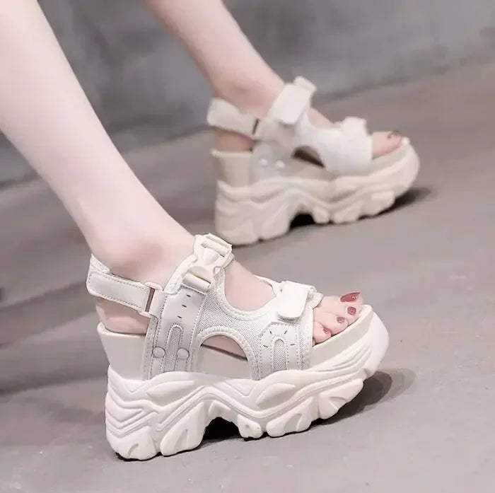 Brand Chunky Platform Sandals Women 10.5CM High Heels Sexy Open-toed Sandals Wedge Increased Shoes Ladies Beach Summer Sandalia