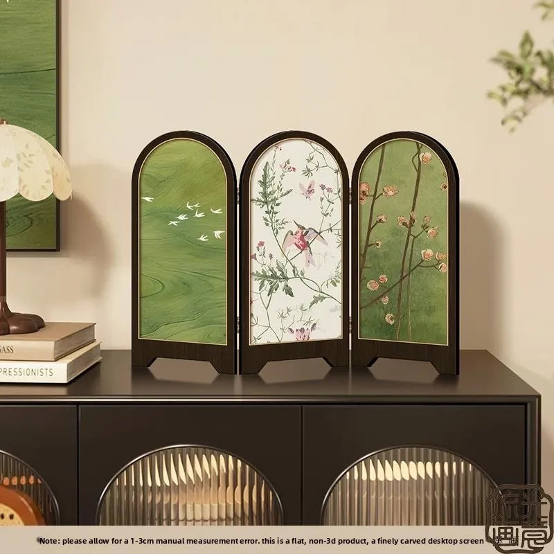 Chinese Style Small Screen Desktop Decoration Cabinet Bucket Decoration Foldable Retro Painting Desktop Decorative Ornamet
