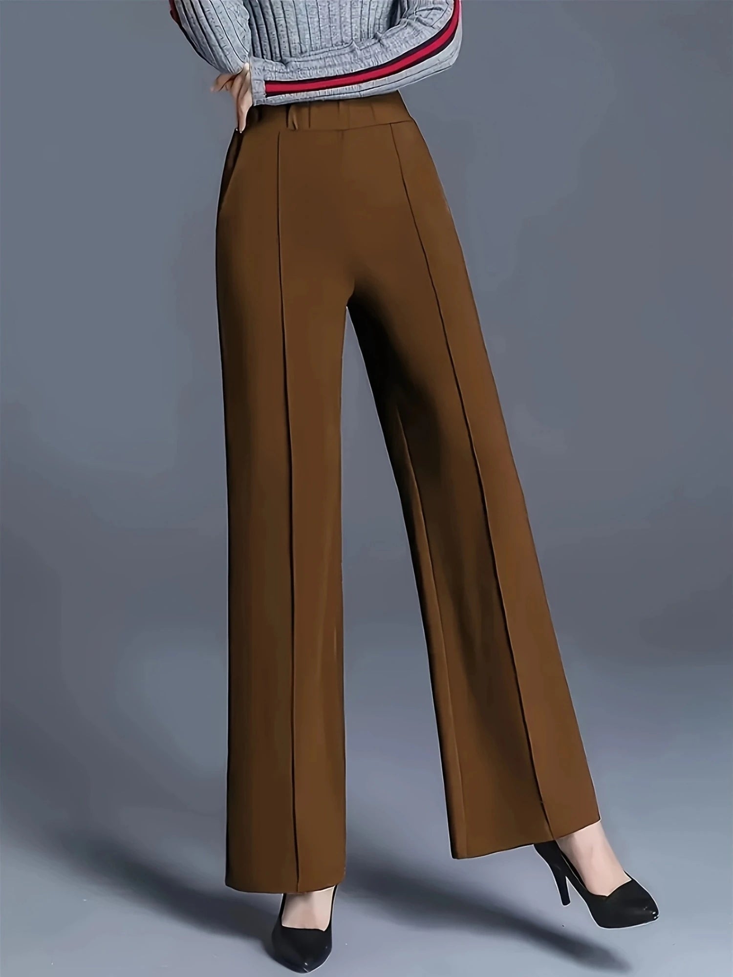 2025 Autumn and Winter Straight-Leg Pants Women's Drapey Loose High Waist Casual Pants Western Style Mom Suit Pants