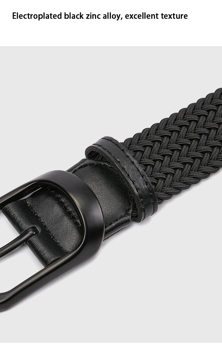 Weaving Belt Men's Fashionable Belt for Young Adults Casual Multifunctional Canvas Pants Belt with Elastic Golf Studs Fabric Lea