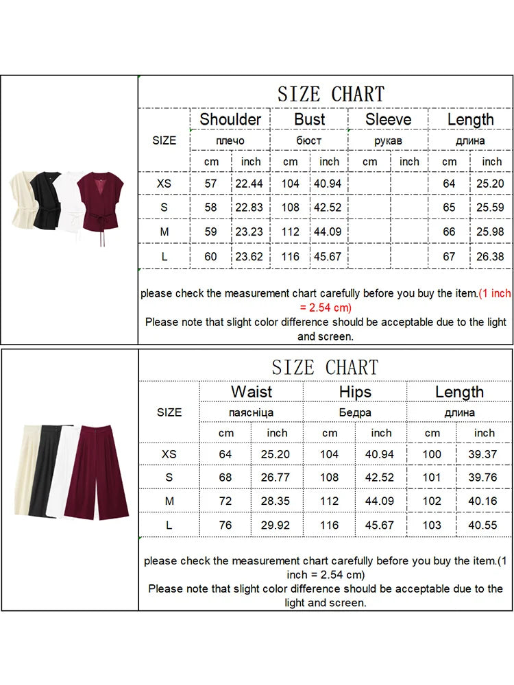 TFMLN Fashion Women's Trouser Suits Sleeveless V-Neck Top With Belt Straight Pants Sets 2025 Spring Summer Commuter 2 Piece Set