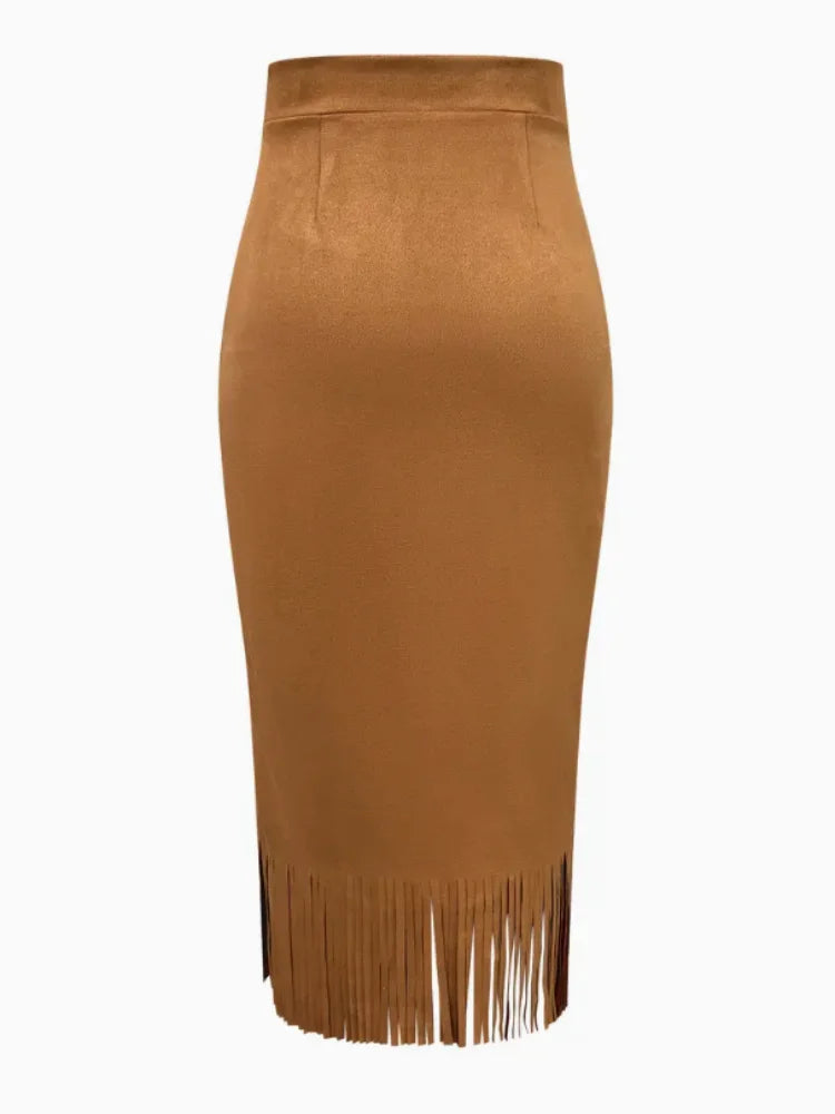 Women's Vintage Fringed Skirt for Spring, Autumn, and Winter, Stylish and Trendy, Suitable for Going Out, Dates, Holiday Gatherings, and Everyday Wear