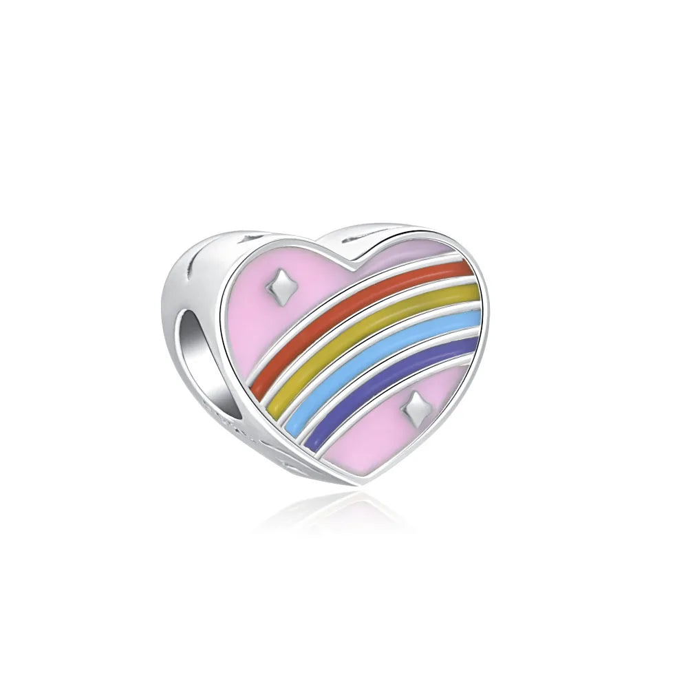 925 Sterling Silver House Star Moon Colorful Heart Pendans Beads Diy Fit Original Pendant Charm Bracelet Necklace Women Jewelry