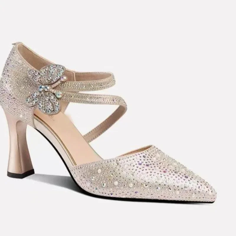 Women Sandals 2025 New Fashion Luxury Shoes Korean Style Casual Hollow Shoes for Women Trendy Pointed Toe High Heels Sandals