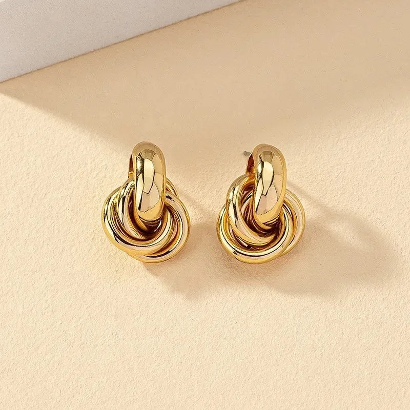 Gold & Silver Knot Hoop Earrings for Women – Trendy Twist Stud Jewelry