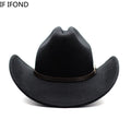 Vintage Western Cowboy Hat For Men's Gentleman Lady Jazz Cowgirl With Leather Wide Brim Cloche Church Sombrero Hombre Caps