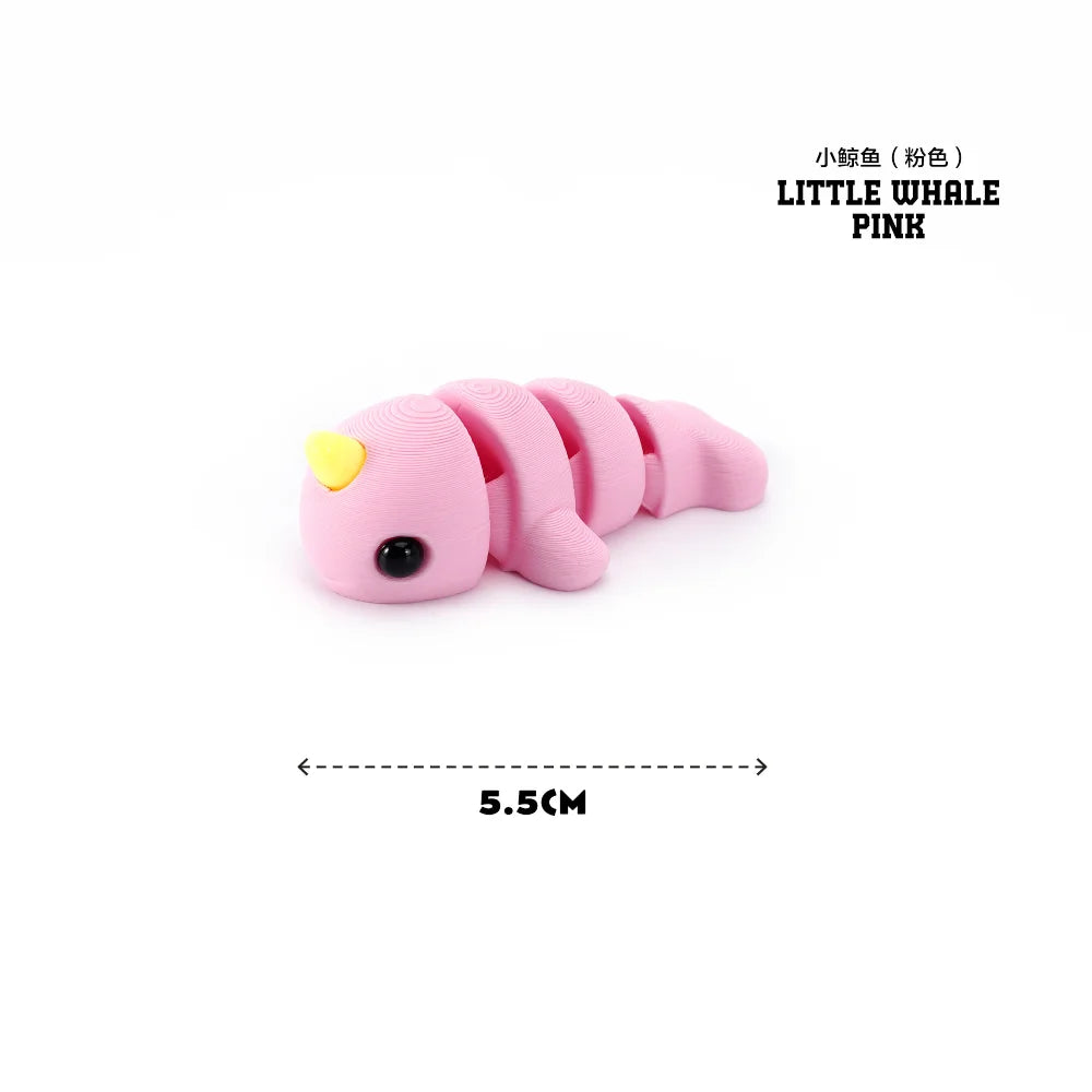 3D Printed Marine Animals Multi-Joint Rotatable Fidget Toys Office Desktop Ornament Home Decor Animal Model Figurine Car Decor