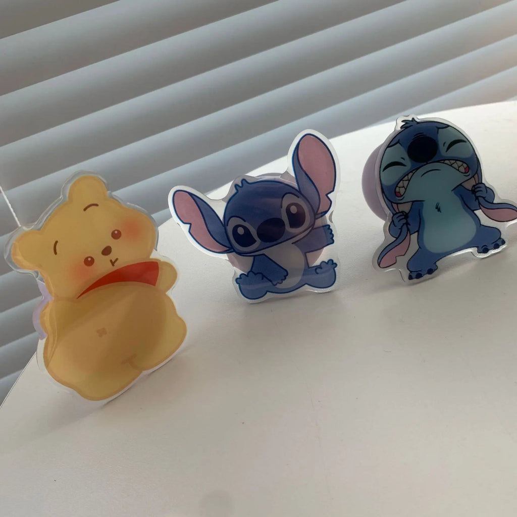 Cartoon Anime Stitch Foldable Phone Holder Cute Stitch Lazy Bracket Back Sticker Retractable Air Cushion Stand Phone Accessories