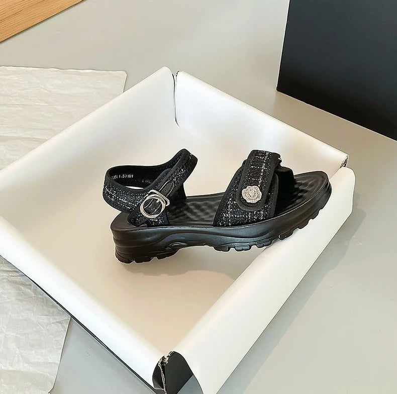 Sandals For Women Outdoor Platform Open Toe Leather White Woman Shoes On Sale Luxury 2025 Summer Pvc Offer Premium Offers