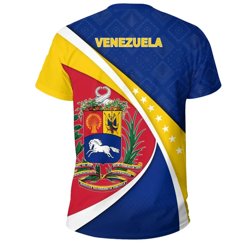 3d Print Venezuela Flag T-Shirt For Men Summer Round Neck Short Sleeve Tees Gym Sports Oversized T Shirts Tops Male Clothes