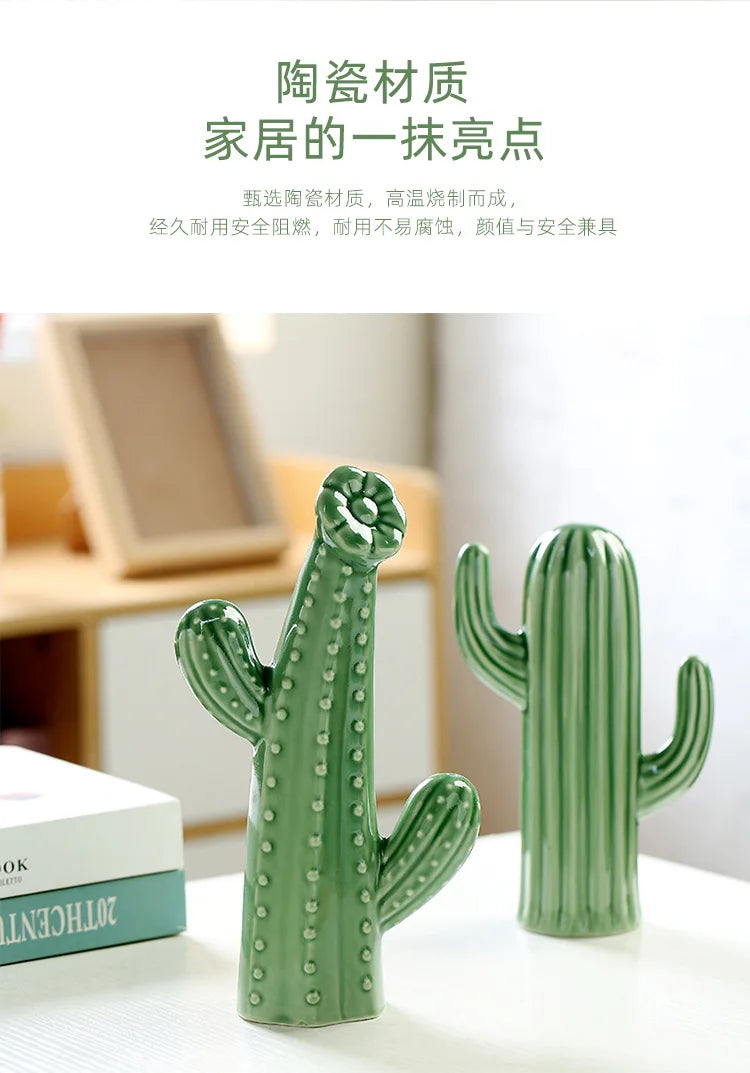 Minimalist Ceramic Cactus Ornament Creative Home Craft Decor for Living Room Entrance Desktop Business Gift