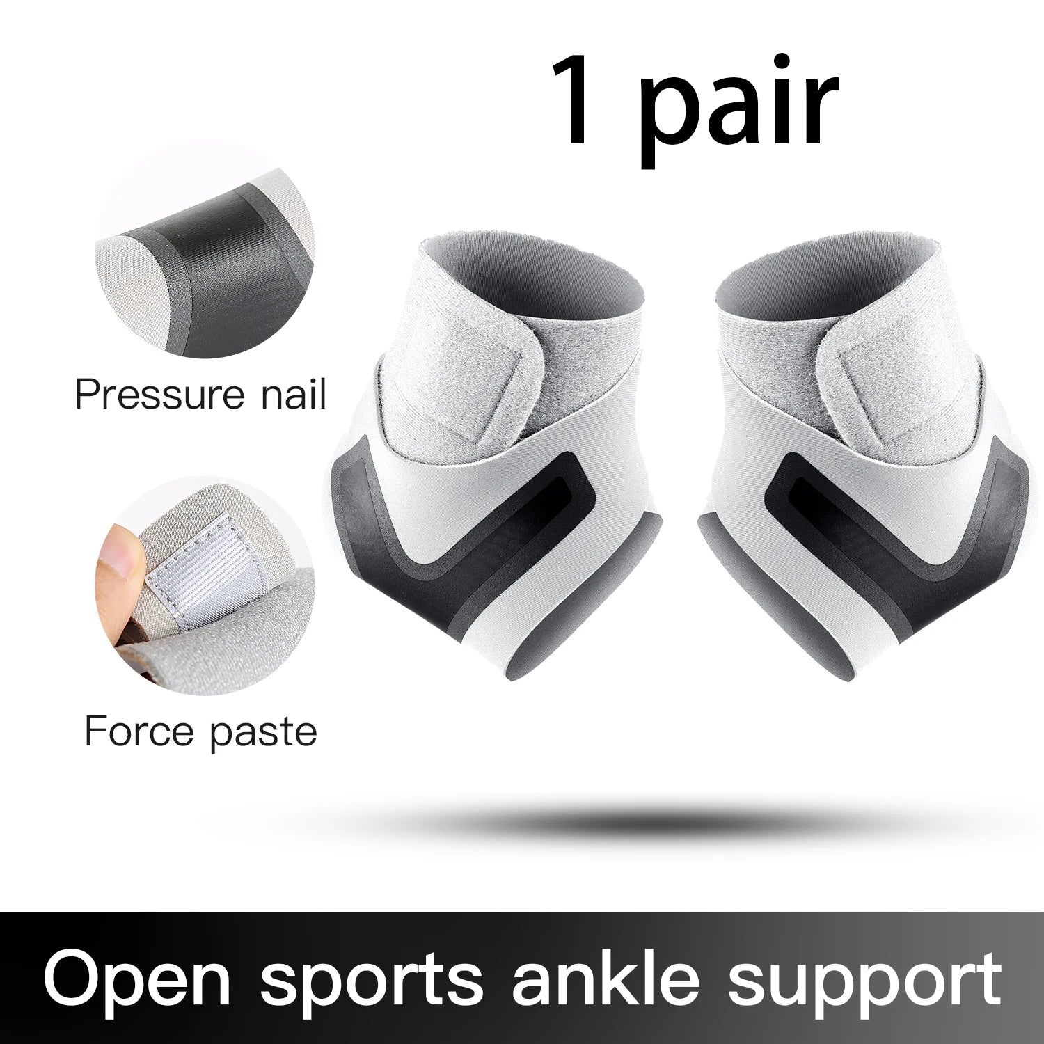 2PC Adjustable Ankle Support Pad Ankle Sleeve Pressure Anti-Spinning Elastic Breathable Support Fitness Sports Safety Prevention