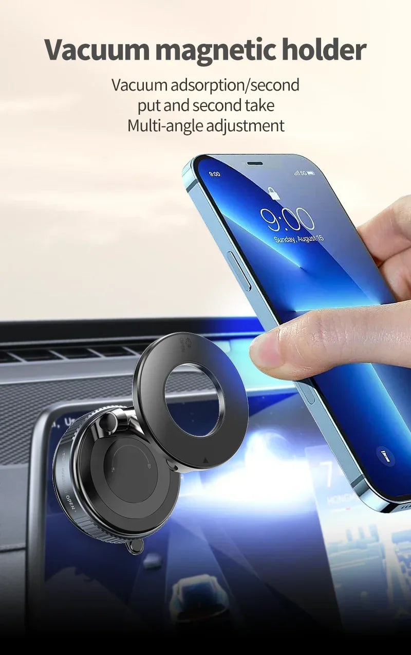 New Strong Magnetic Phone Holder Foldable Design 360° Adjustable Vacuum Car Mount For Cell Phone For Live Streaming 2026