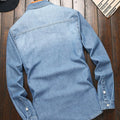 Men's denim shirts for spring and autumn. Blue denim shirts. Trendy and fashionable. Daily casual street style.