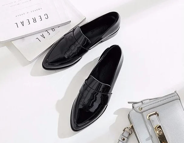 Shoes for Women 2025 Pointed Toe Ladies Summer Footwear Low Heel Elegant Black Moccasins Formal Korean Style Chic Point Lastest