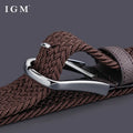 Belt for Men Golf Belt Summer Woven Leather Casual Sports Elastic Adjustable Waistband