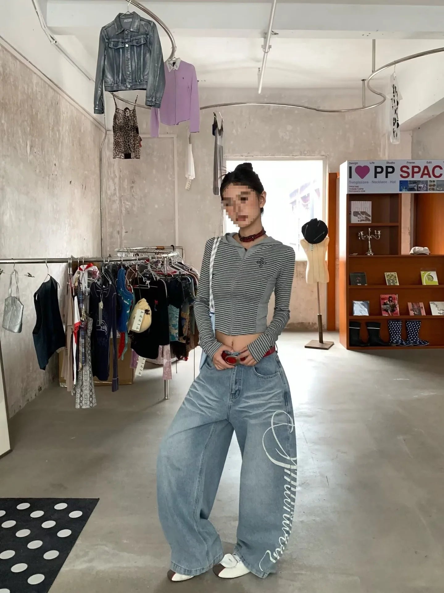Vintage Wide Leg Denim Trousers Japanese