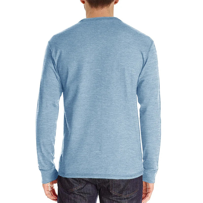 Men Fashion Casual T-Shirts Long Sleeve Tops For Man Soild O Neck Shirts Elastic Gym T Shirt Soccer Tees Streetwear Man Clothing