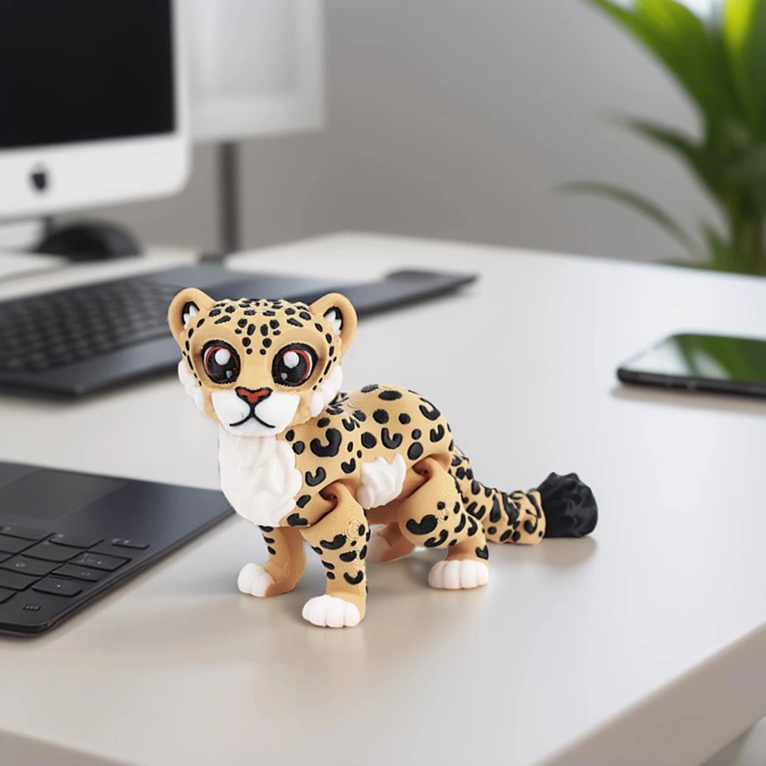 3D printed cheetah, integrated articulated simulation animal model, creative multi-color desktop decoration, creative trendy pla
