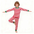Christmas Kids Pajamas Set Red White Striped Long Sleeve Sleepwear Cute Xmas Pjs for Boys Girls Comfortable Nightwear Outfits
