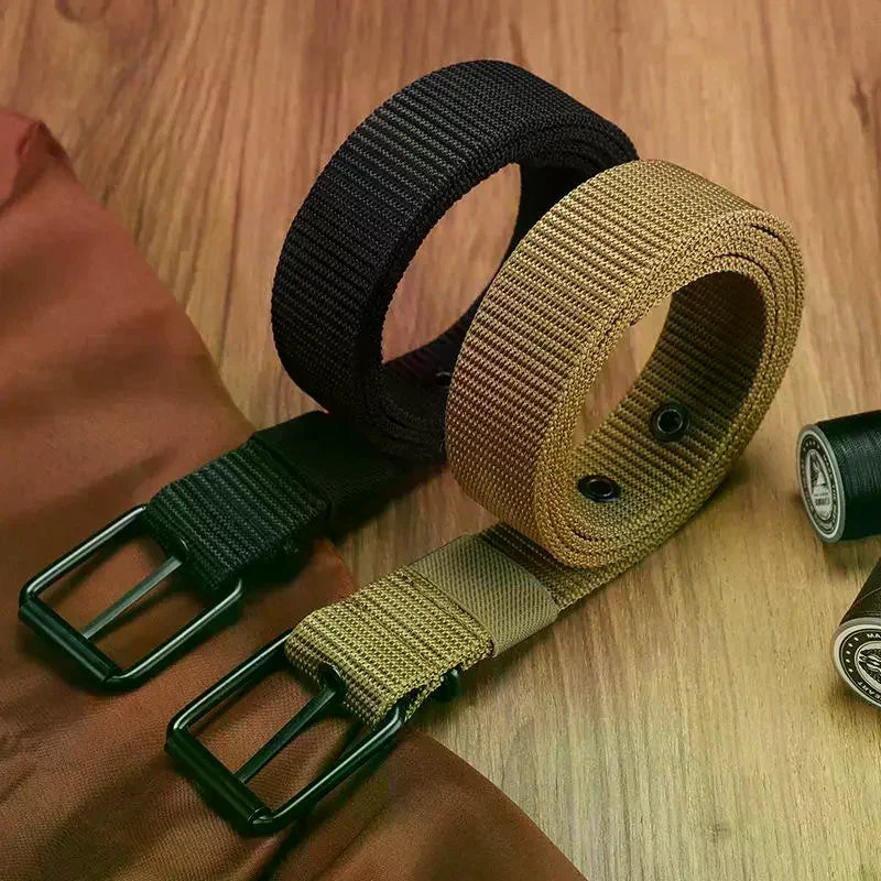 Men's Belt Porous Canvas Pin Buckle Leather Belt Outdoor Sports Belt Women's Trendy Eyelet Belt With Jeans Belt For Men Women