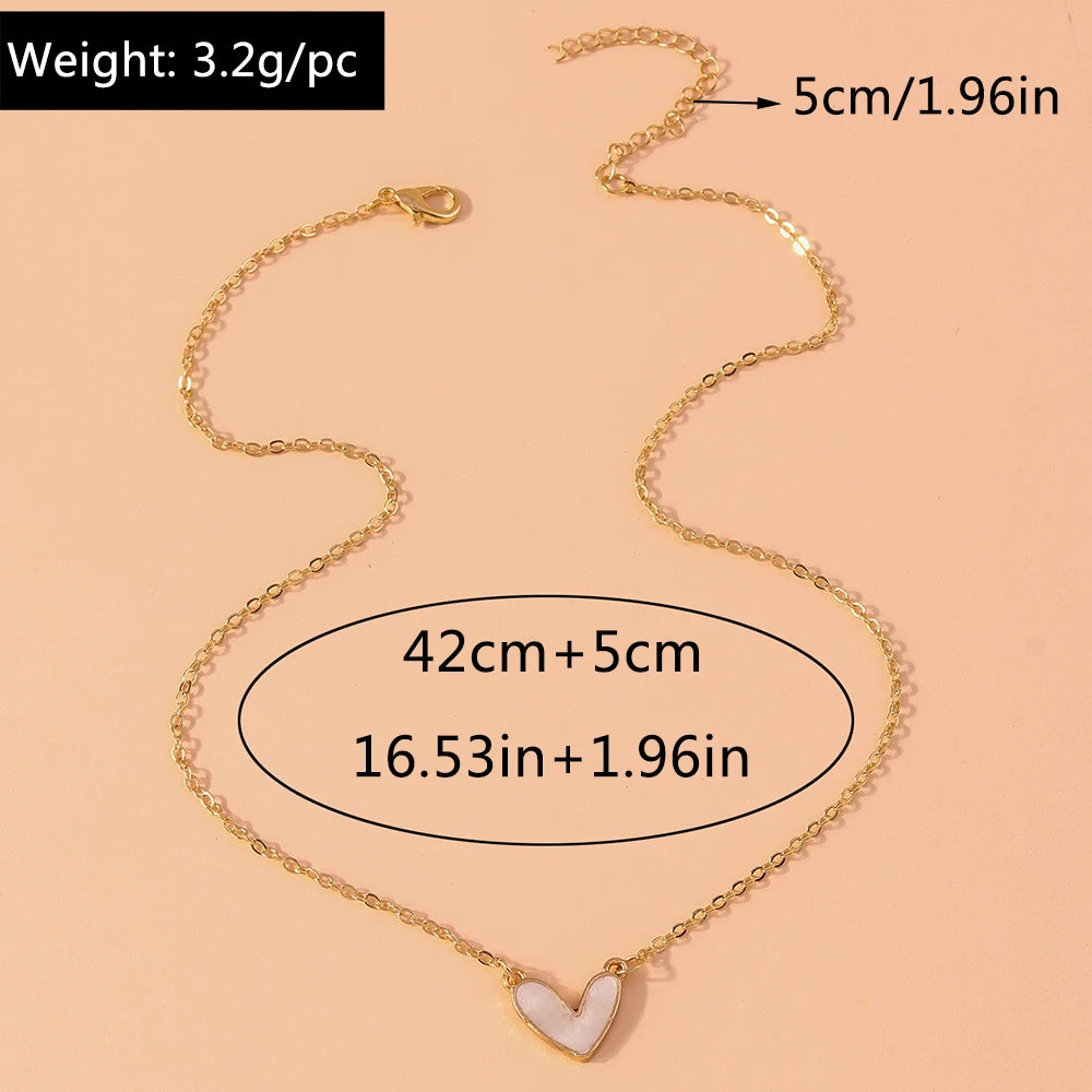 Aihua 2 colors New Korean White Red Love Heart Necklaces for Women Girls Clavicle Chain Valentine's Day Jewelry Gifts