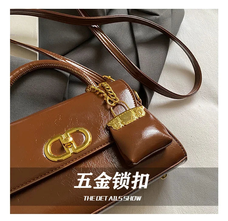 Famous Designer Leather Shoulder Bag For Women - Classic Elegant Handbag Messenger Bag Ladies Luxury Brand