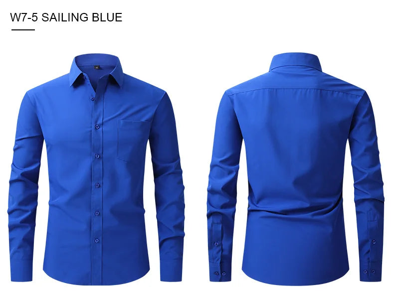 New spring and summer American men's shirt business casual long sleeve slim professional formal wear free ironing solid color