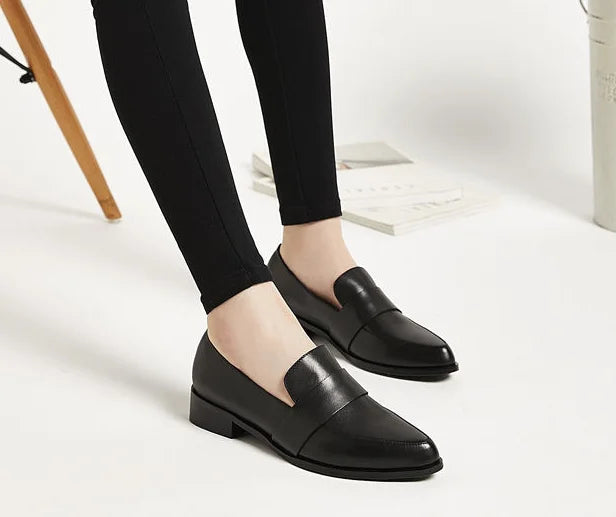 Shoes for Women 2025 Pointed Toe Ladies Summer Footwear Low Heel Elegant Black Moccasins Formal Korean Style Chic Point Lastest