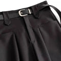 Suit Pants Ankle-Length Solid Office Lady High Waist Sashes Loose Straight Women's Pants Trousers For Women Clothing Fashion