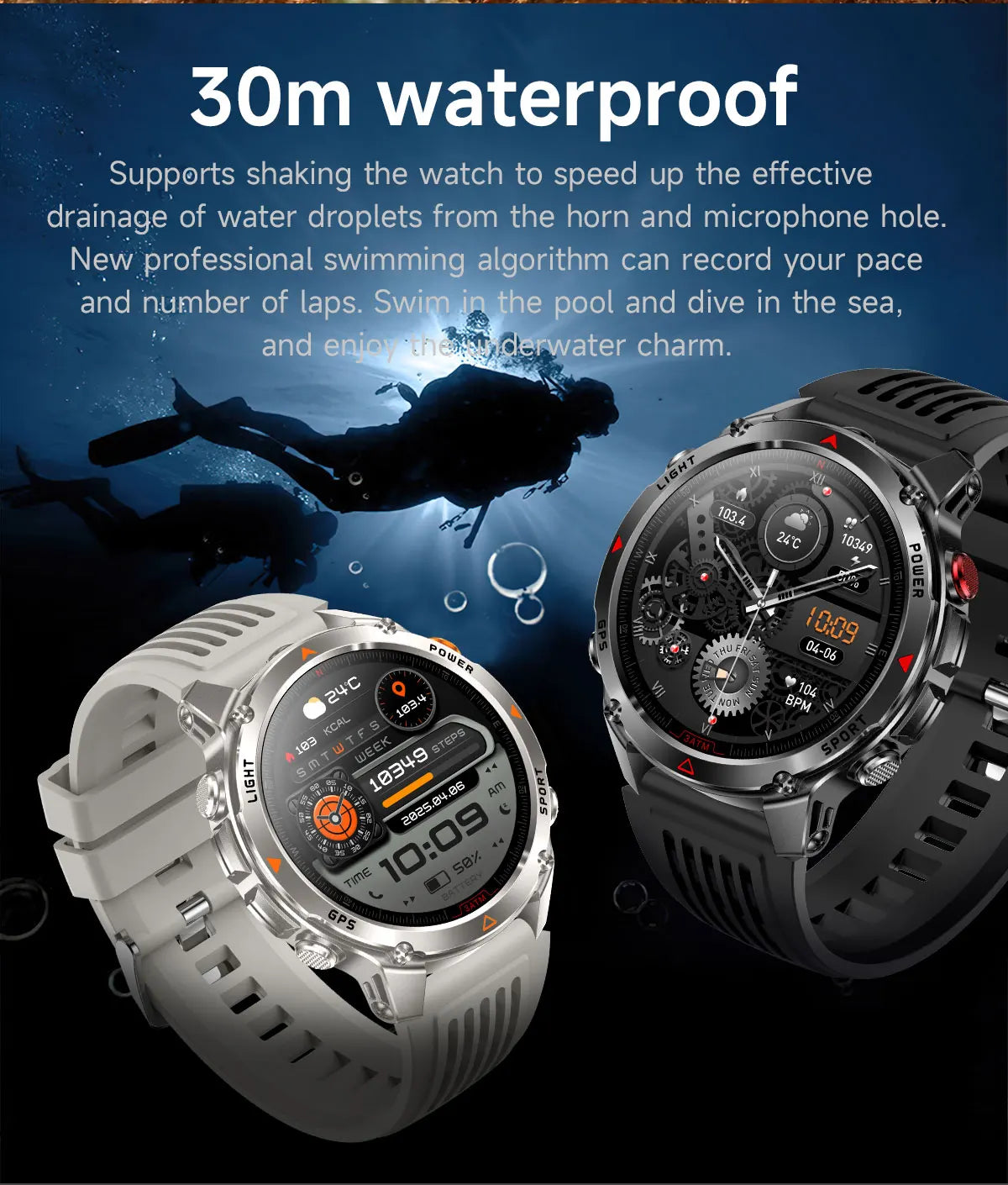 Smart Watch For Men 1.46'' 360*360 HD AMOLED Color Display Voice Call Compass LED Sports Fitness Waterproof Watch Ladies