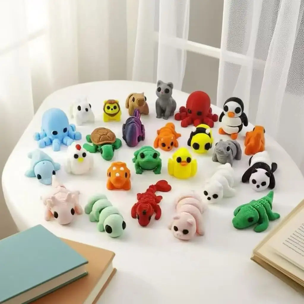 10-50Pcs 3D Printed Colorful Mini Animals Figurines Ornaments Cute Simulation Animal Models Home Office Desktop Decoration