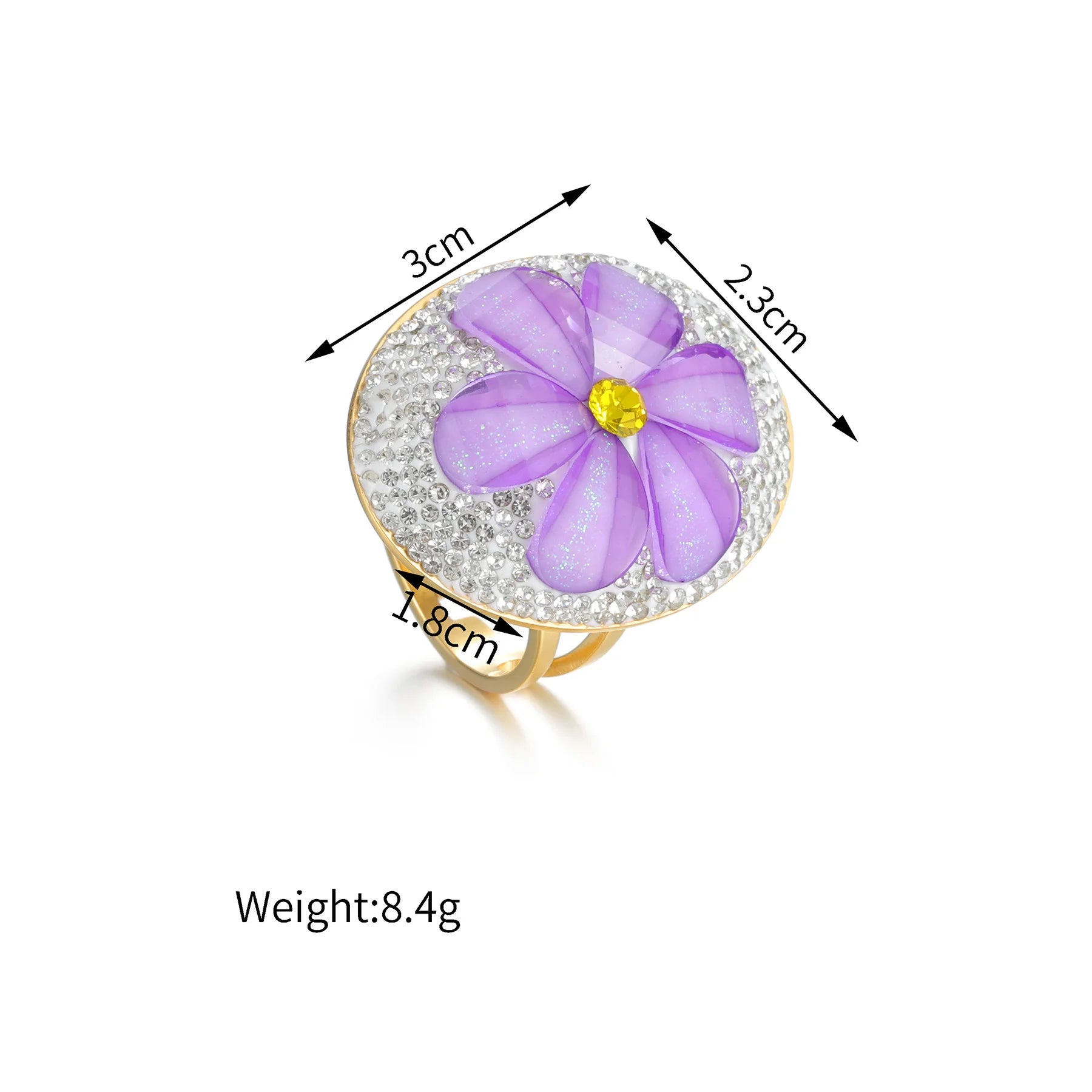 New Gold-plated Stainless Steel Open Ring Inlaid Zircon Multicolor Oil Drop Flower Design Luxury Charming Women Jewelry Gifts