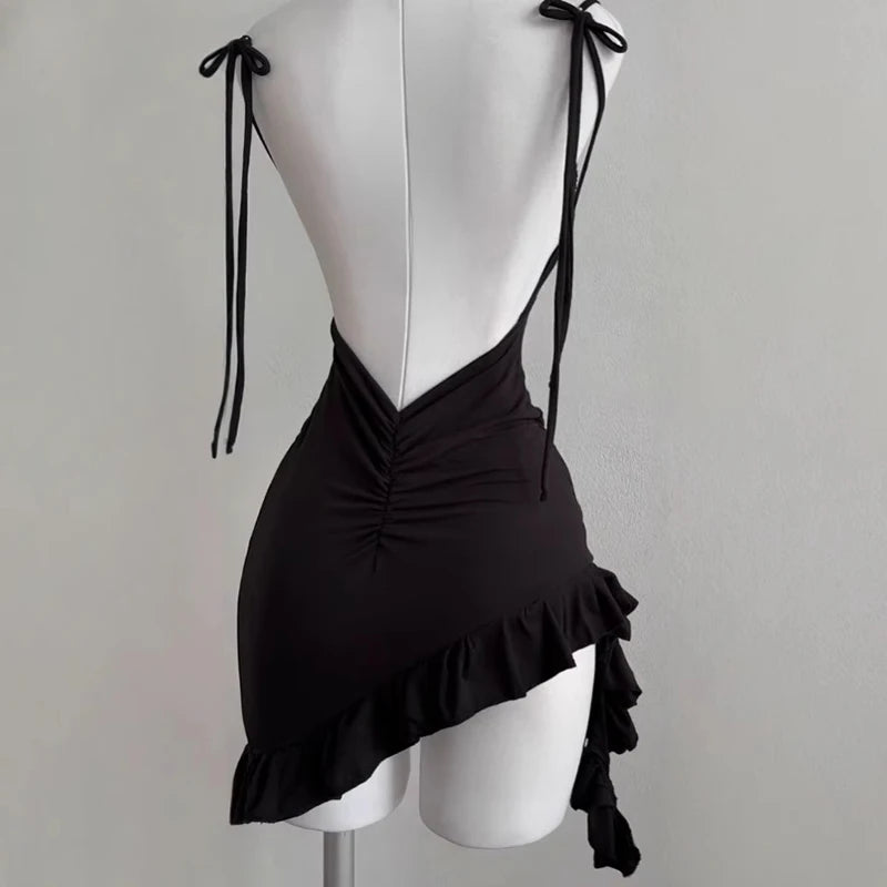 Sexy Sleeveless Backless Mini Dress – Lace Up Bodycon Club Dress
