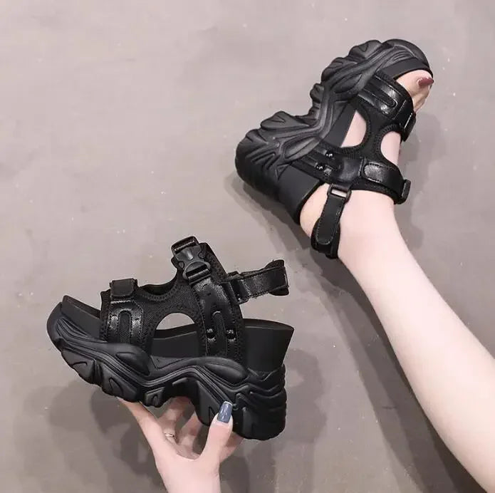 Brand Chunky Platform Sandals Women 10.5CM High Heels Sexy Open-toed Sandals Wedge Increased Shoes Ladies Beach Summer Sandalia