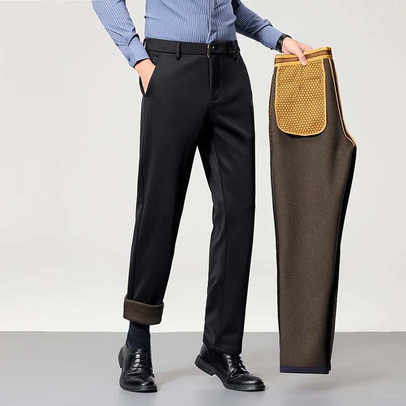 Men's Big Tall Classic Dress Pants High Elasticity Wrinkle Resistant Elegant Casual Straight Leg Business Daily Trousers