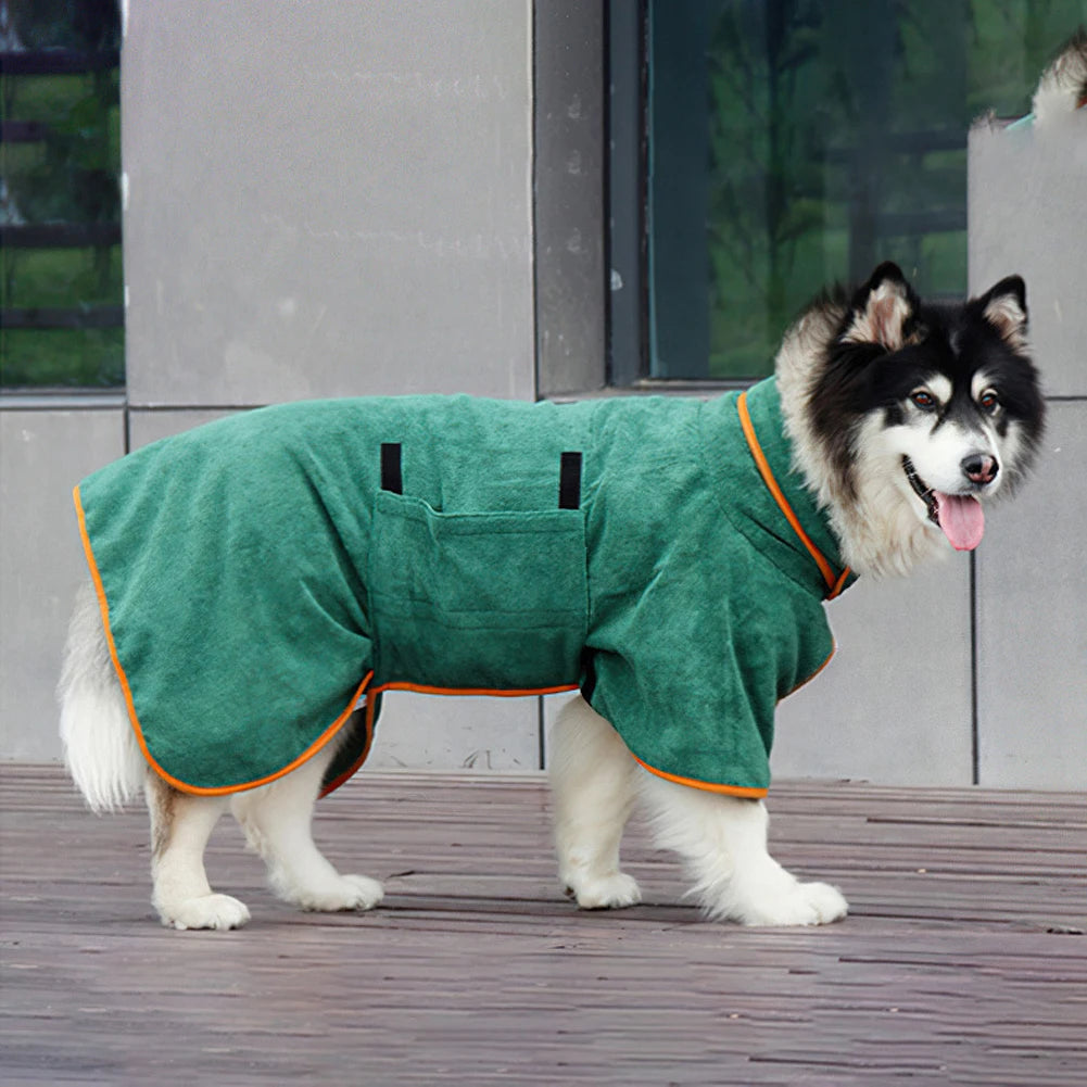 Dog Bathrobe Towel Pet Drying Coat Clothes Adjustable Pet Towel For Large Medium Small Dogs Cat Microfiber Absorbent Beach Towel