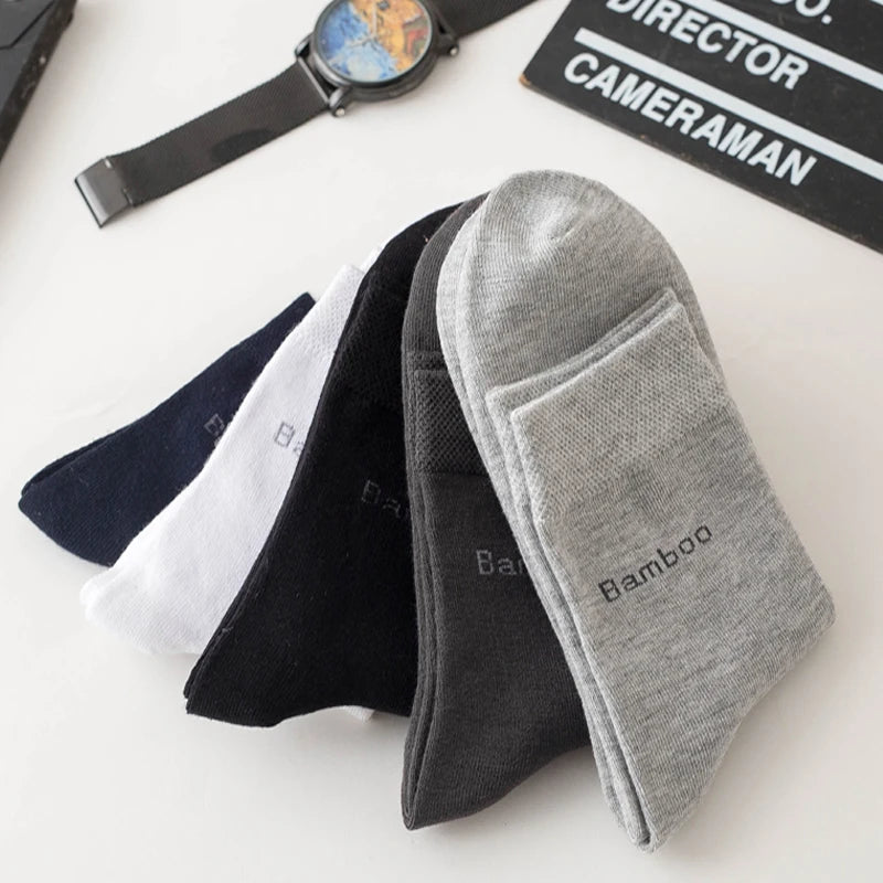 10Pairs Bamboo Fiber Socks Men Casual Business Anti-Bacterial Comfortable Breatheable High Quality Sock Male Plus Size EU38-46