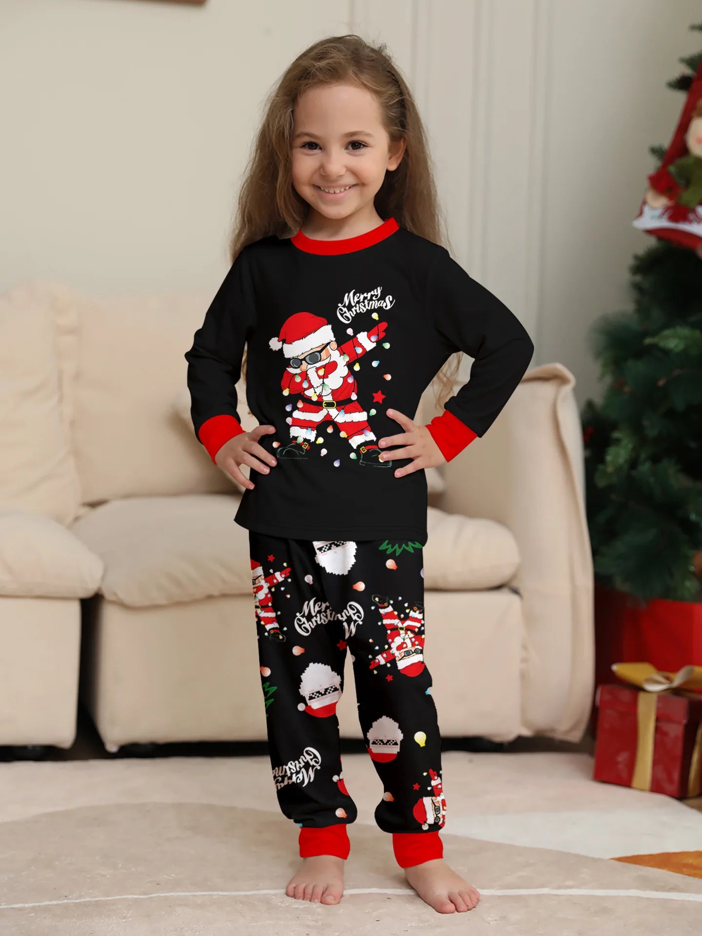 2025 New family-friendly home wear for Christmas holiday photos, including adult and children's pajama sets, Family Pajamas